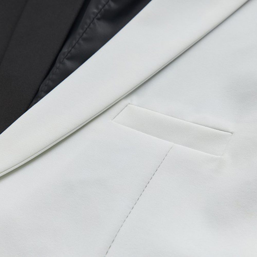 Blazer Homme Sport Manteau Business Moderne Elégant Bloc Couleur Décontracté Un Bouton - Blanc