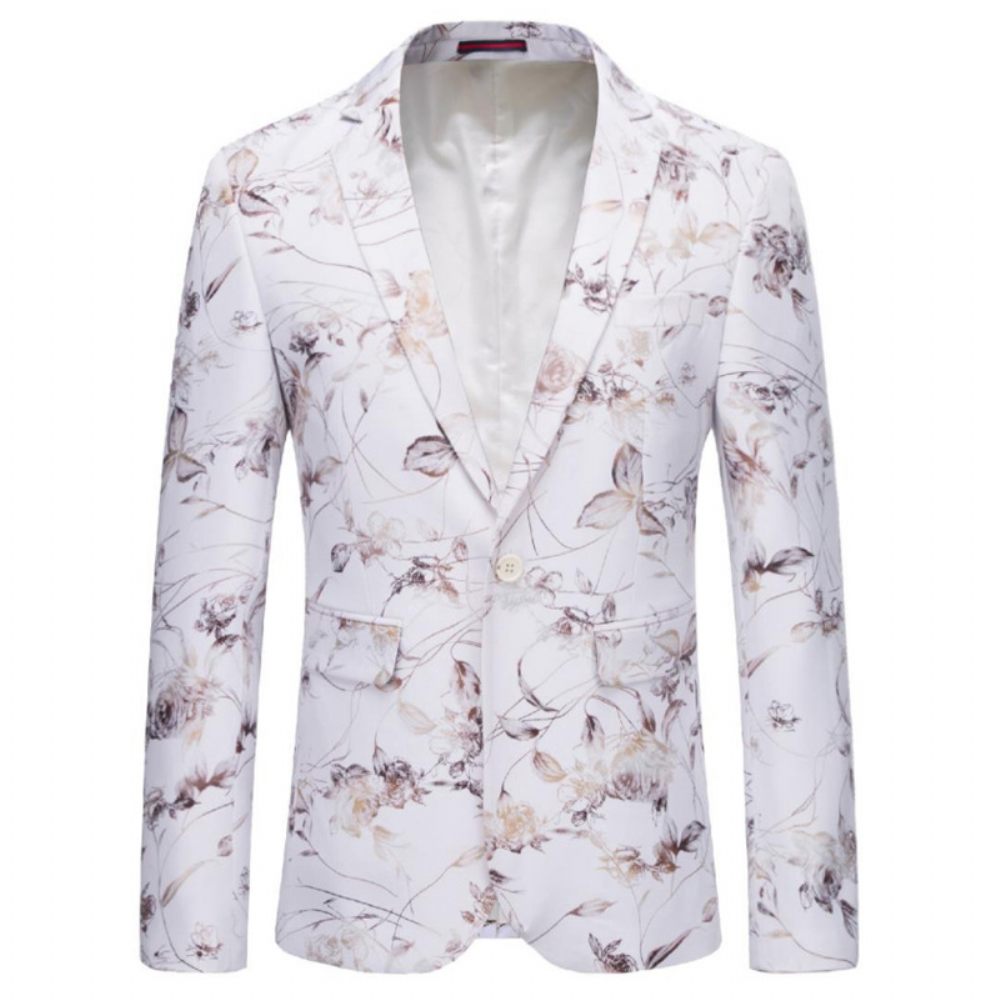 Blazer Homme Sport Manteau Mode Motif Floral Individualité Business Moderne Un Bouton