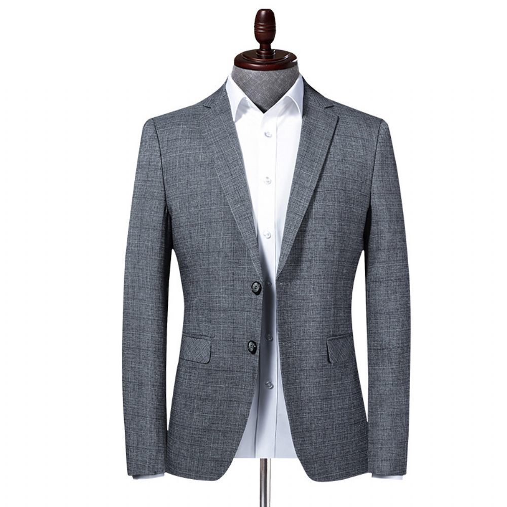 Blazer Homme Sport Manteau Plaid Slim Business Moderne Deux Boutons - Gris