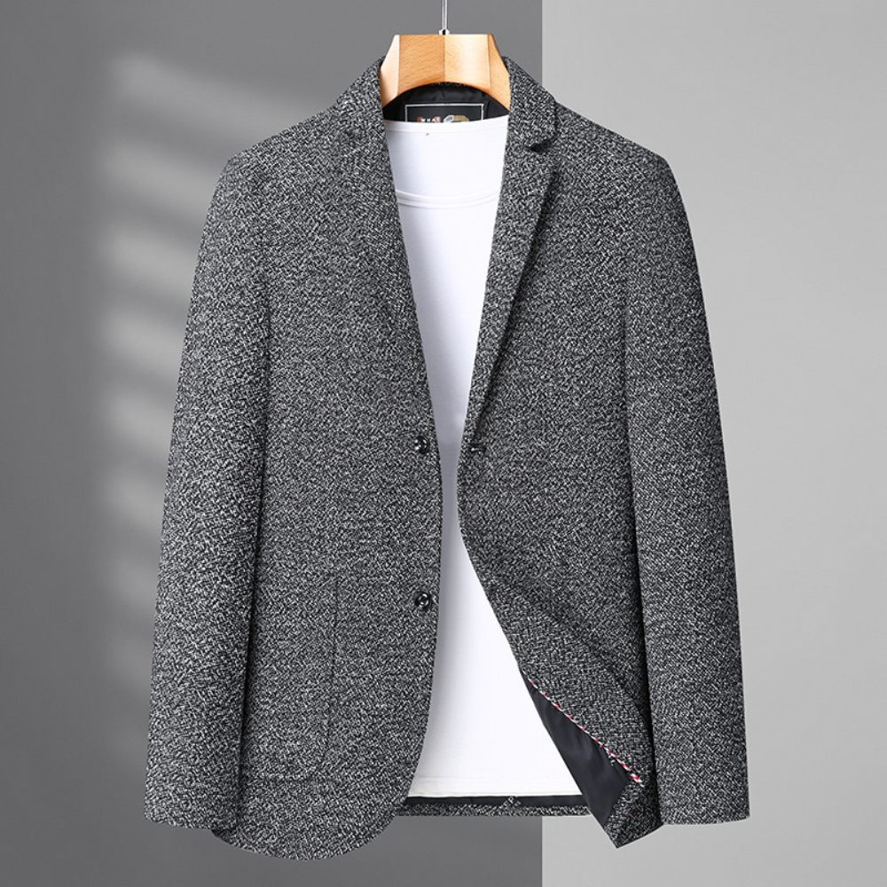 Blazer Pour Hommes Grand Et Manteau Sport Ample Col Plat Poche Plaquée Deux Boutons - Gris