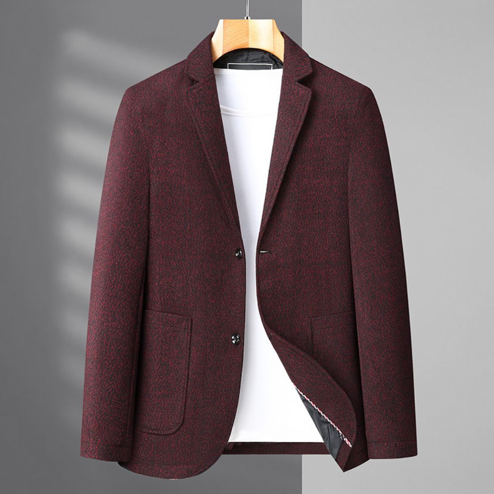 Blazer Pour Hommes Grand Et Manteau Sport Ample Col Plat Poche Plaquée Deux Boutons - Rouge