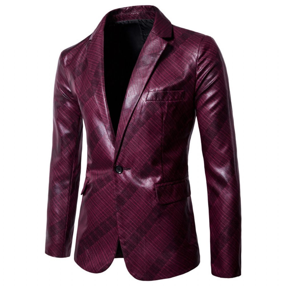 Blazer Pour Hommes Grand Et Manteau Sport Individualité Motif Floral Brillant Slim Un Bouton