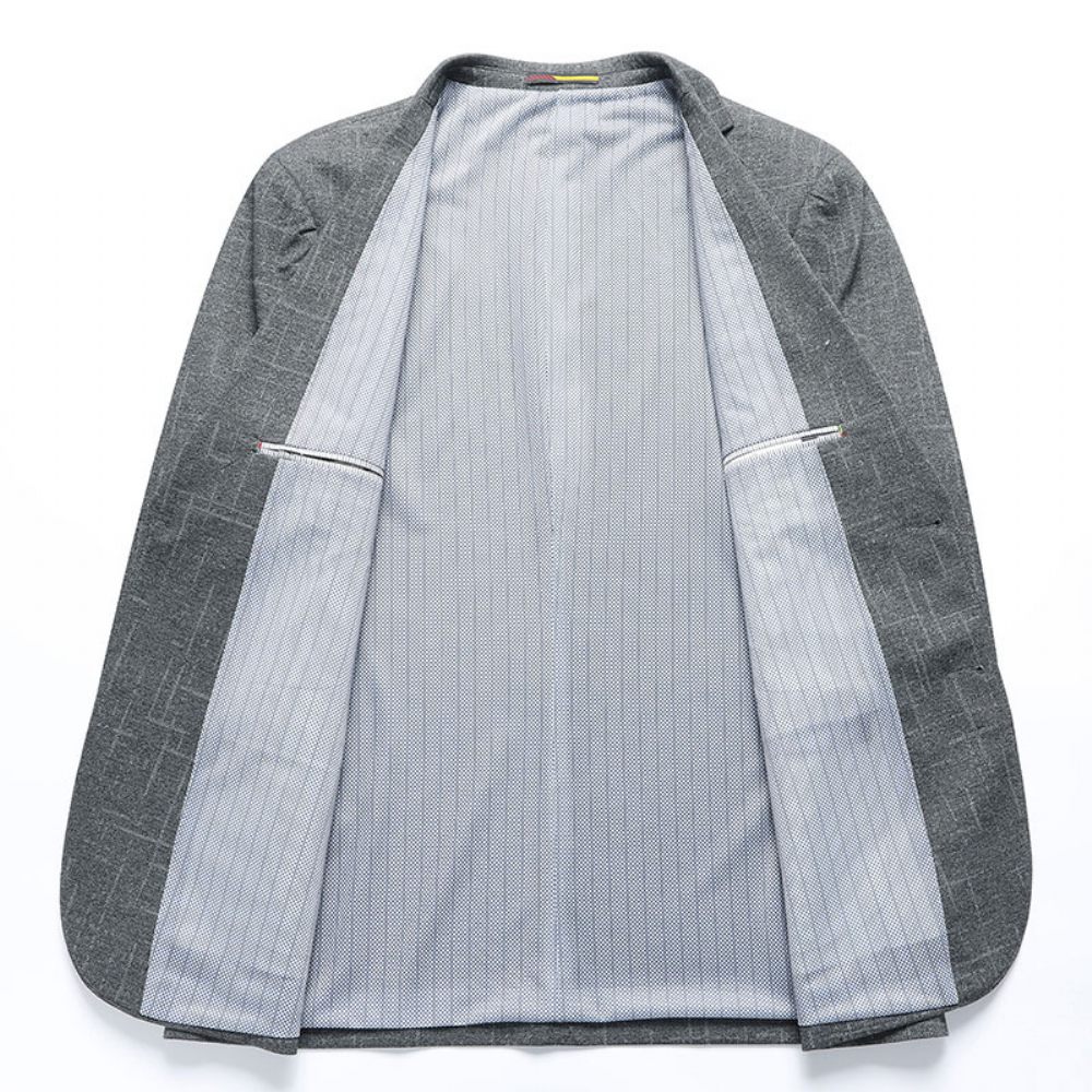 Blazer Pour Hommes Manteau Sport Grande Taille Décontracté Deux Boutons À Carreaux - Gris