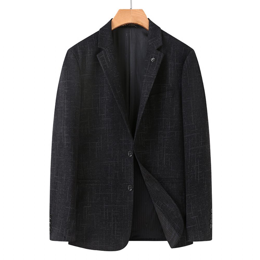 Blazer Pour Hommes Manteau Sport Grande Taille Motif À Rayures Carreaux Deux Boutons Poche Intégrée Col Plat