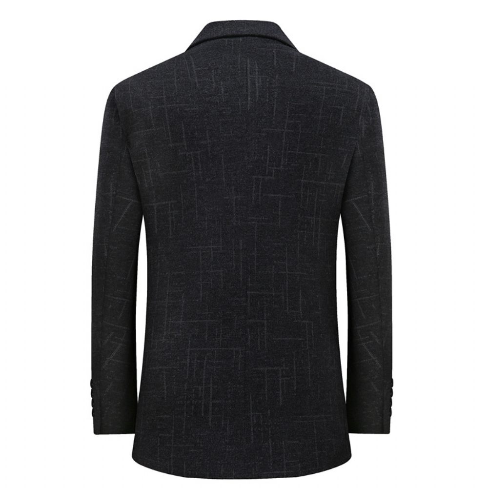 Blazer Pour Hommes Manteau Sport Grande Taille Motif À Rayures Carreaux Deux Boutons Poche Intégrée Col Plat - Noir / Gris