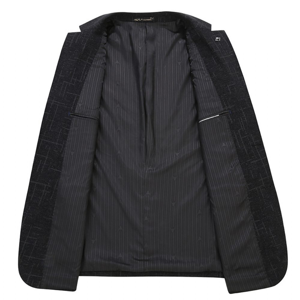 Blazer Pour Hommes Manteau Sport Grande Taille Motif À Rayures Carreaux Deux Boutons Poche Intégrée Col Plat - Noir / Gris