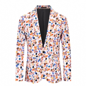 Blazer À Motif Floral Pour Hommes Manteau Sport Fleurs Cassées Un Bouton Col Plat Slim