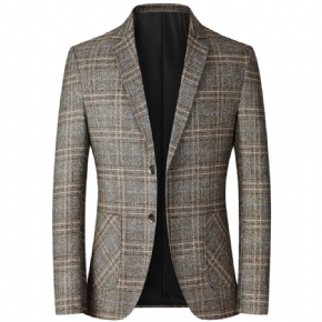 Blazer Sport Pour Homme Manteau À Carreaux Deux Boutons Col Plat Poches Plaquées Facile D'entretien