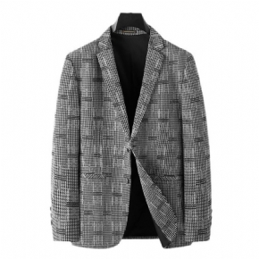 Blazer Sport Pour Hommes Grand Et Manteau Ample À Carreaux Deux Boutons Poche Intégrée