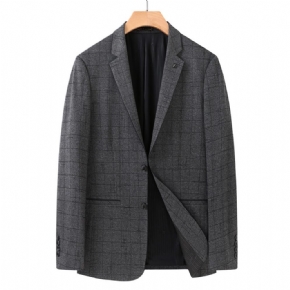 Blazer Sport Pour Hommes Grand Et Manteau Ample Deux Boutons Poche Intégrée Col Plat Carreaux