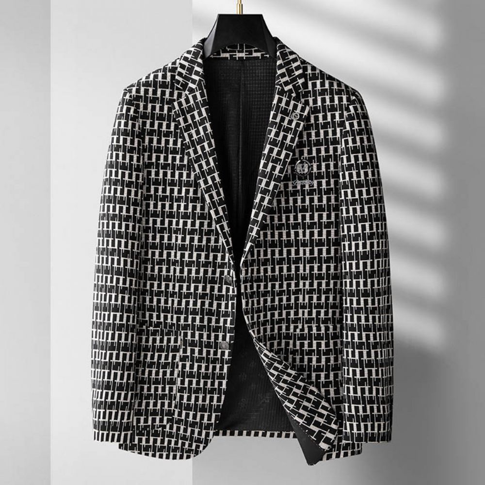 Blazer Sport Pour Hommes Grand Et Manteau À Carreaux Ample Deux Boutons La Mode