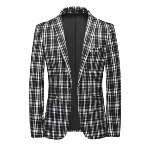 Blazer Sport Pour Hommes Grand Et Manteau Décontracté Slim Un Bouton Carreaux Bloc Couleur