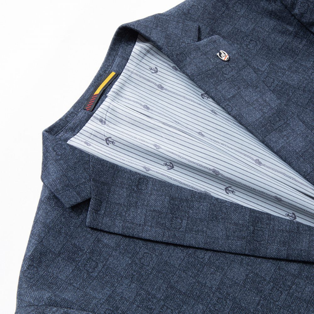 Blazer Sport Pour Hommes Grand Et Manteau Slim Décontracté À Deux Boutons Carreaux - Bleu