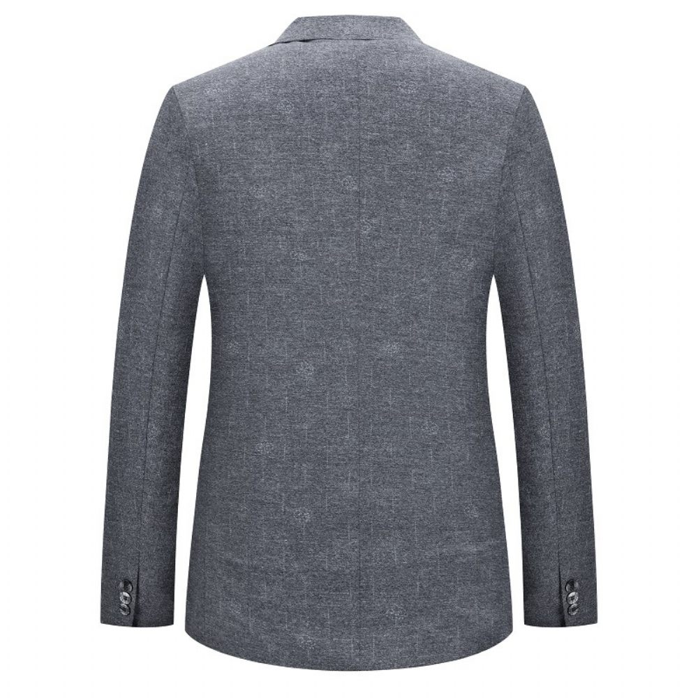 Blazer Sport Pour Hommes Grand Et Manteau Slim Décontracté À Deux Boutons Carreaux - Gris