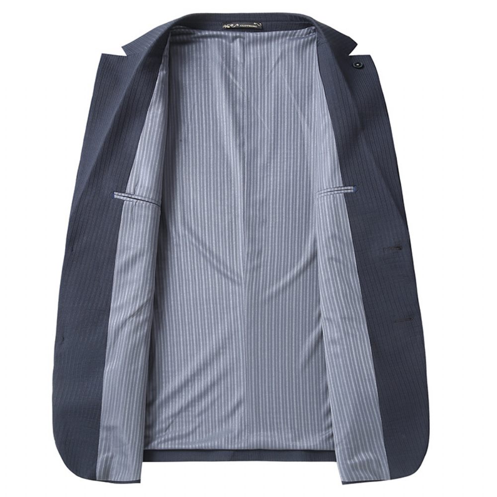 Blazer Sport Pour Hommes Manteau D'affaires Moderne À Carreaux Ample Deux Boutons Grande Taille - Bleu