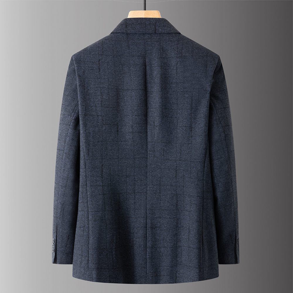 Blazer Sport Pour Hommes Manteau Ample Couleur Unie Deux Boutons Col Plat Poche Intégrée - Bleu