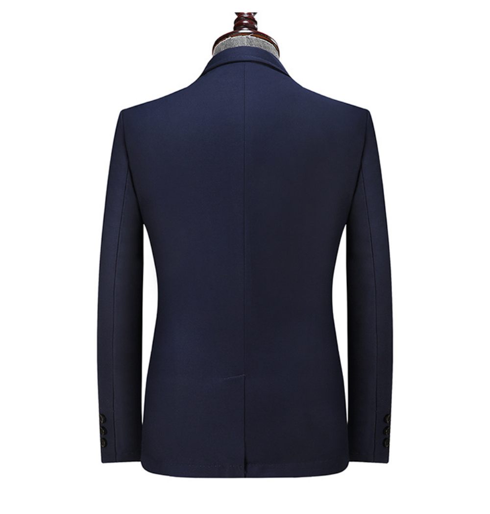 Blazer Sport Pour Hommes Manteau Ample Un Bouton Poches À Rabat Col Plat Couleur Unie Grande Taille - Bleu