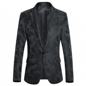 Blazer Sport Pour Hommes Manteau Brodé D'individualité Slim Motif Floral Un Bouton