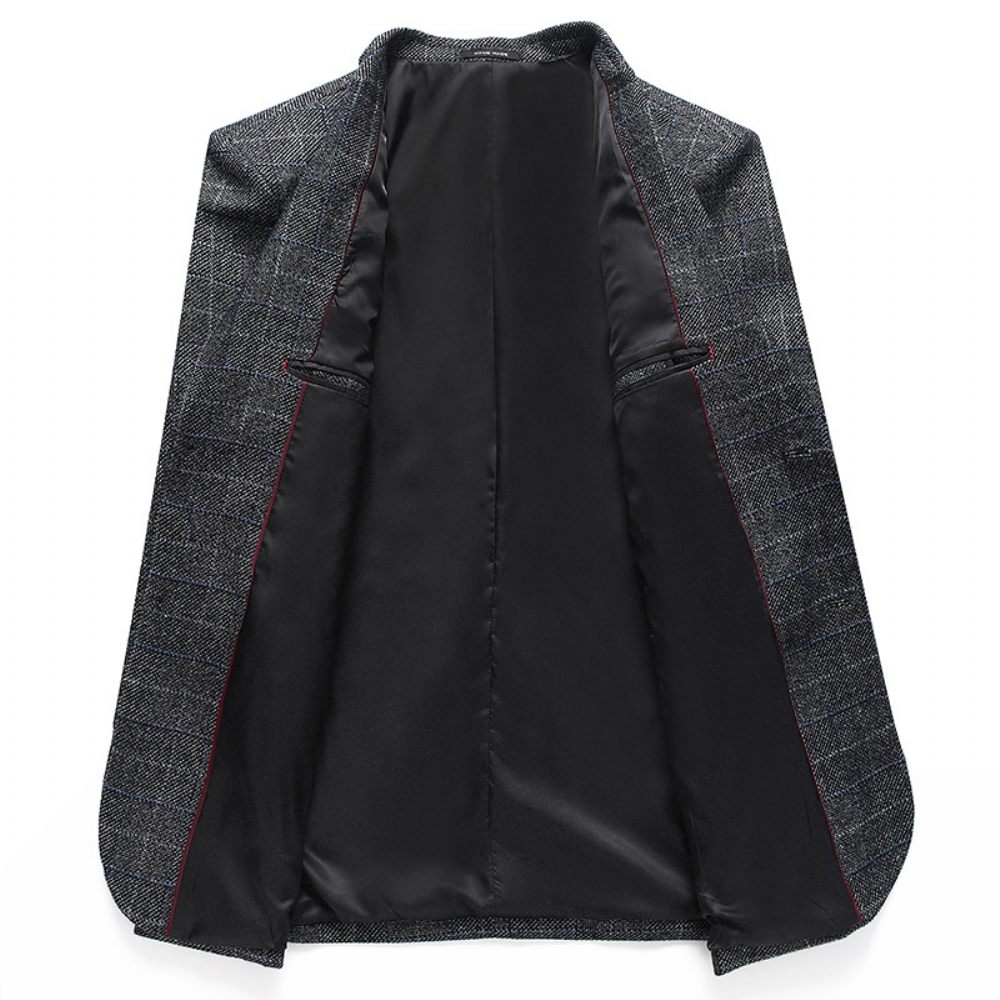 Blazer Sport Pour Hommes Manteau Décontracté À Carreaux Deux Boutons Surdimensionné Ample - Gris