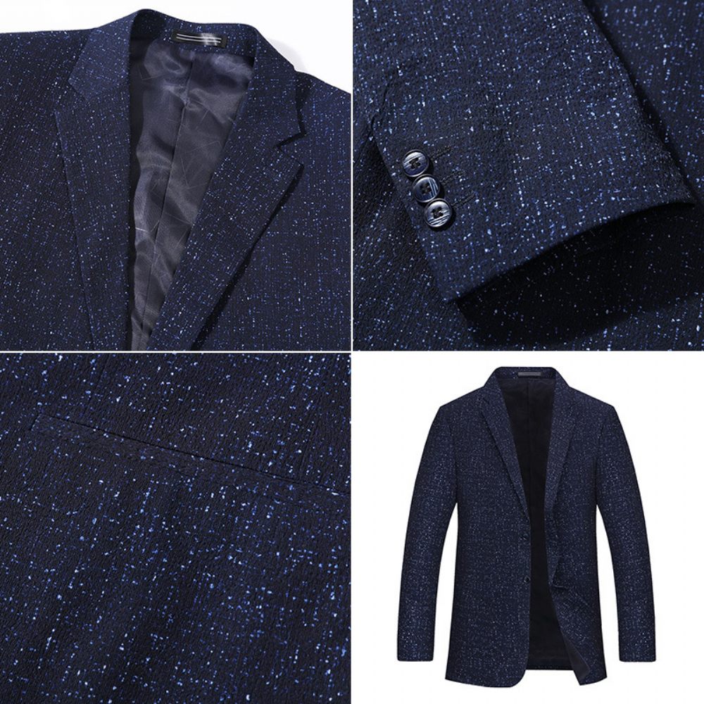 Blazer Sport Pour Hommes Manteau Décontracté À Carreaux Deux Boutons Surdimensionné Ample - Bleu