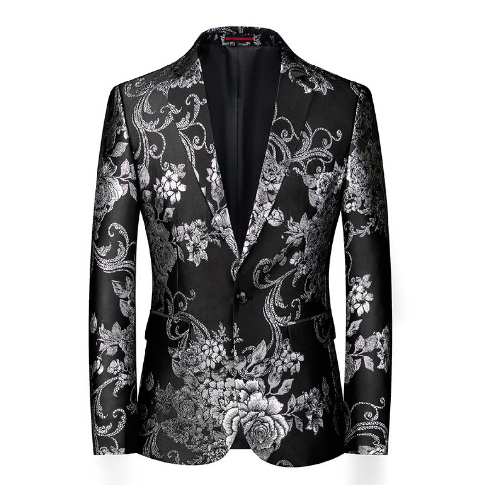 Blazer Sport Pour Hommes Manteau À Motif Floral Individualité Business Moderne Un Bouton Ample