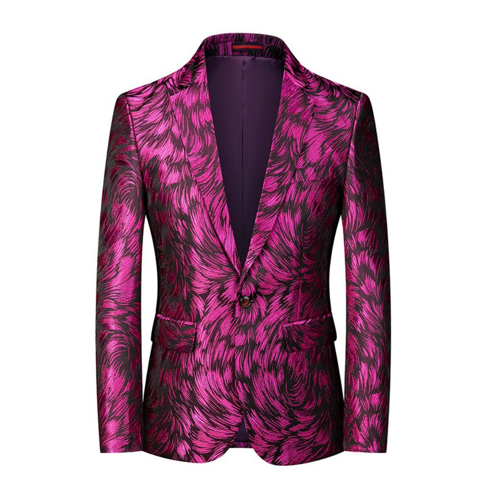 Blazer Sport Pour Hommes Manteau À Motif Floral Individualité Un Bouton Slim