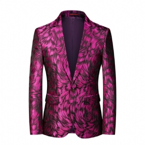 Blazer Sport Pour Hommes Manteau À Motif Floral Individualité Un Bouton Slim