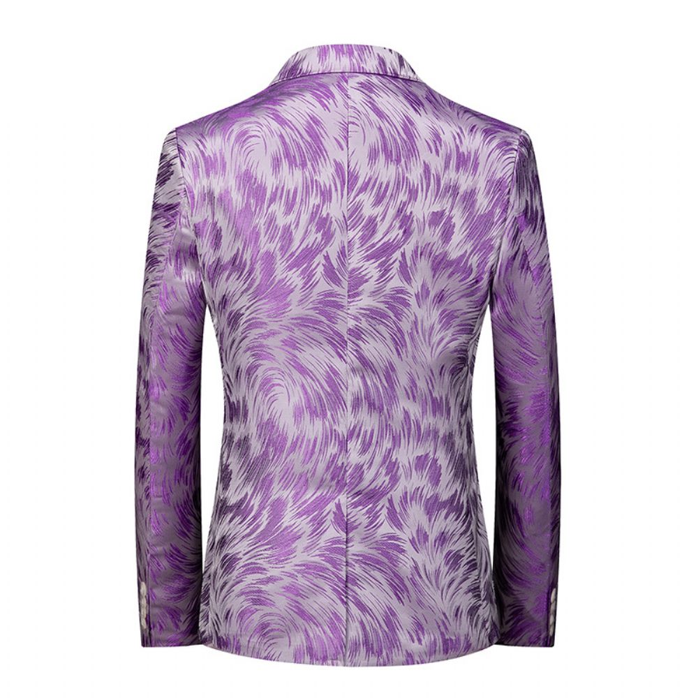 Blazer Sport Pour Hommes Manteau À Motif Floral Individualité Un Bouton Slim - Violet