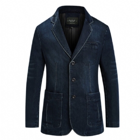 Blazer Sport Manteau Denim Slim Trois Boutons Poches Plaquées Pour Homme