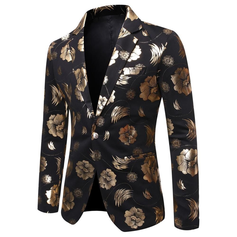 Blazer Sport Manteau Floral Motif Bloc Couleur Business Moderne Un Bouton Pour Homme