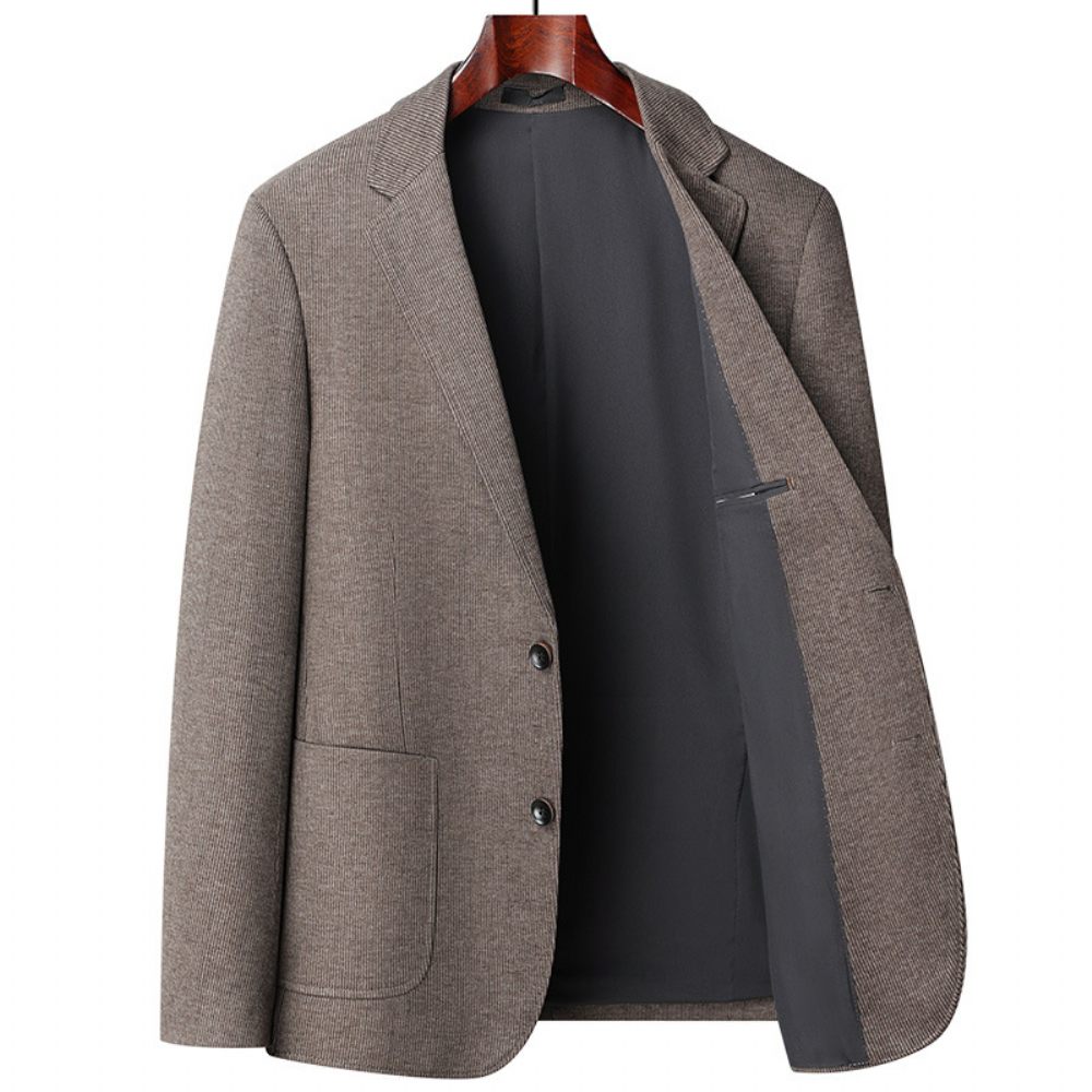 Blazer Sport Manteau Homme Deux Boutons Facile D'entretien Élastique Col Plat Poches Plaquées