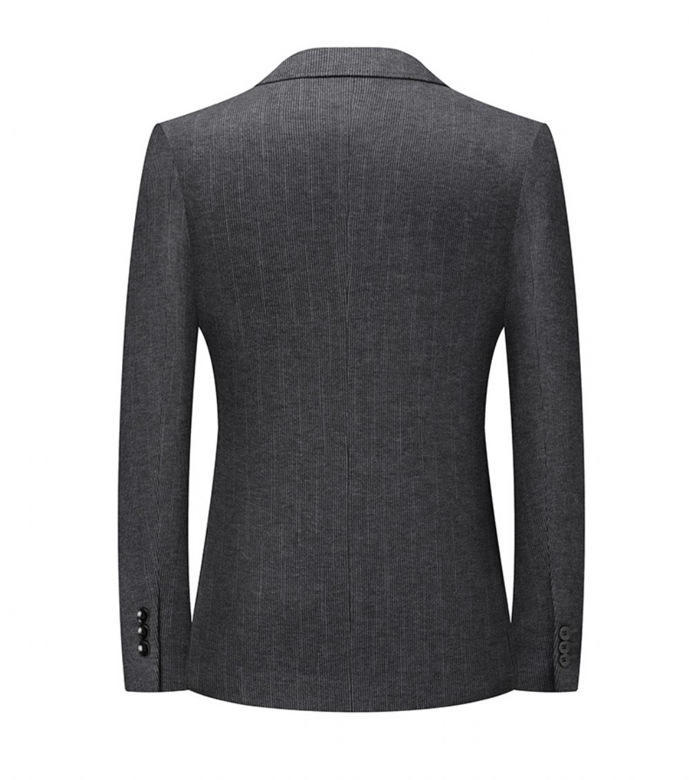 Blazer Sport Manteau Homme Deux Boutons Facile D'entretien Élastique Col Plat Poches Plaquées - Gris