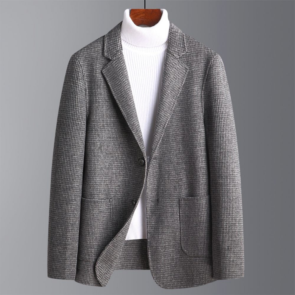 Blazer Sport Manteau Homme Laine Deux Boutons Col Plat Poches Plaquées - Gris