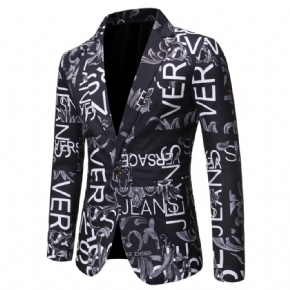 Blazer Sport Manteau Homme Lettres Motif Floral Slim Mode Un Bouton Revers Veste