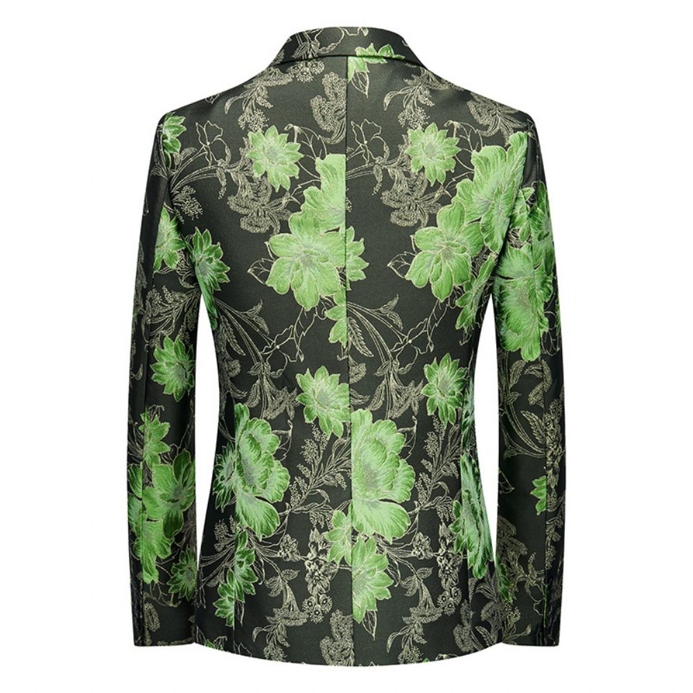 Blazer Sport Manteau Homme Motif Botanique Floral Un Bouton Grande Taille - Vert