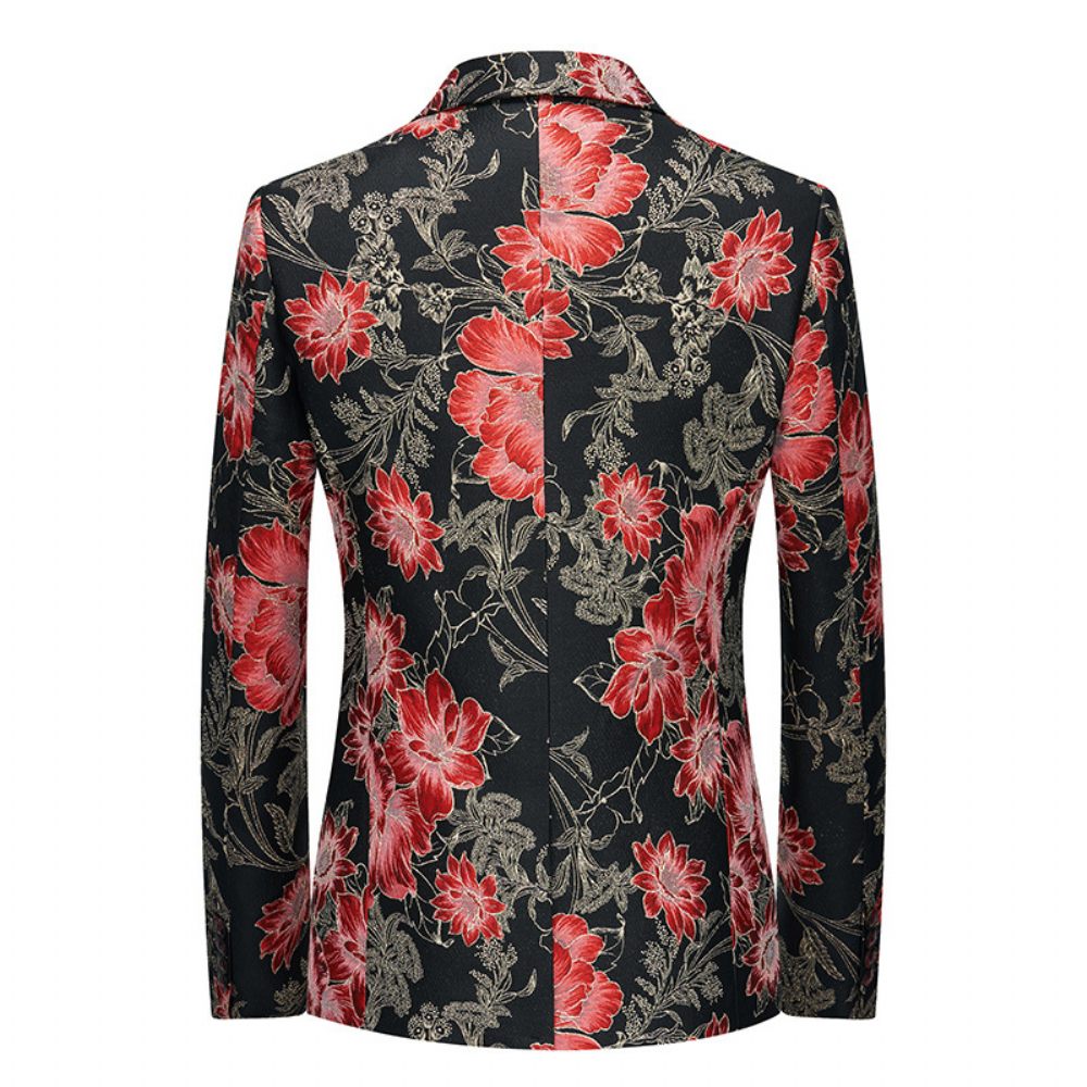 Blazer Sport Manteau Homme Motif Botanique Floral Un Bouton Grande Taille - Rouge