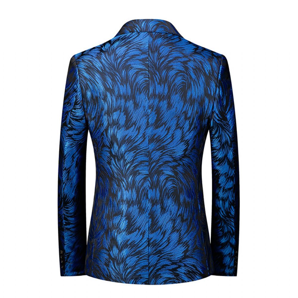 Blazer Sport Manteau Homme Motif Fleur Individualité Business Moderne Un Bouton Grande Taille - Bleu