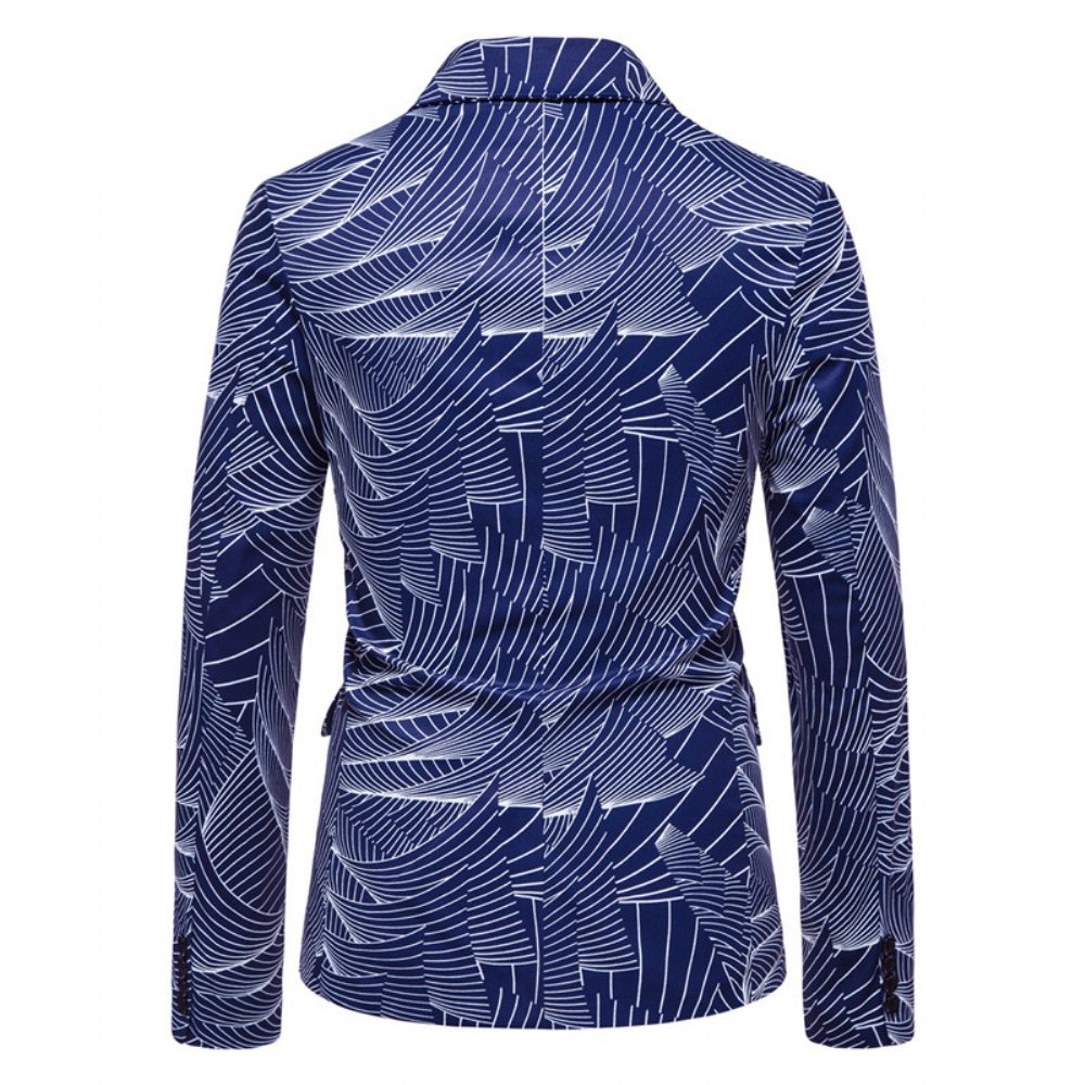 Blazer Sport Manteau Homme Motif Floral Décontracté Un Bouton - Bleu