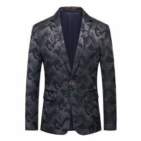 Blazer Sport Manteau Homme Motif Floral Oiseau Un Bouton Poches À Rabat Slim