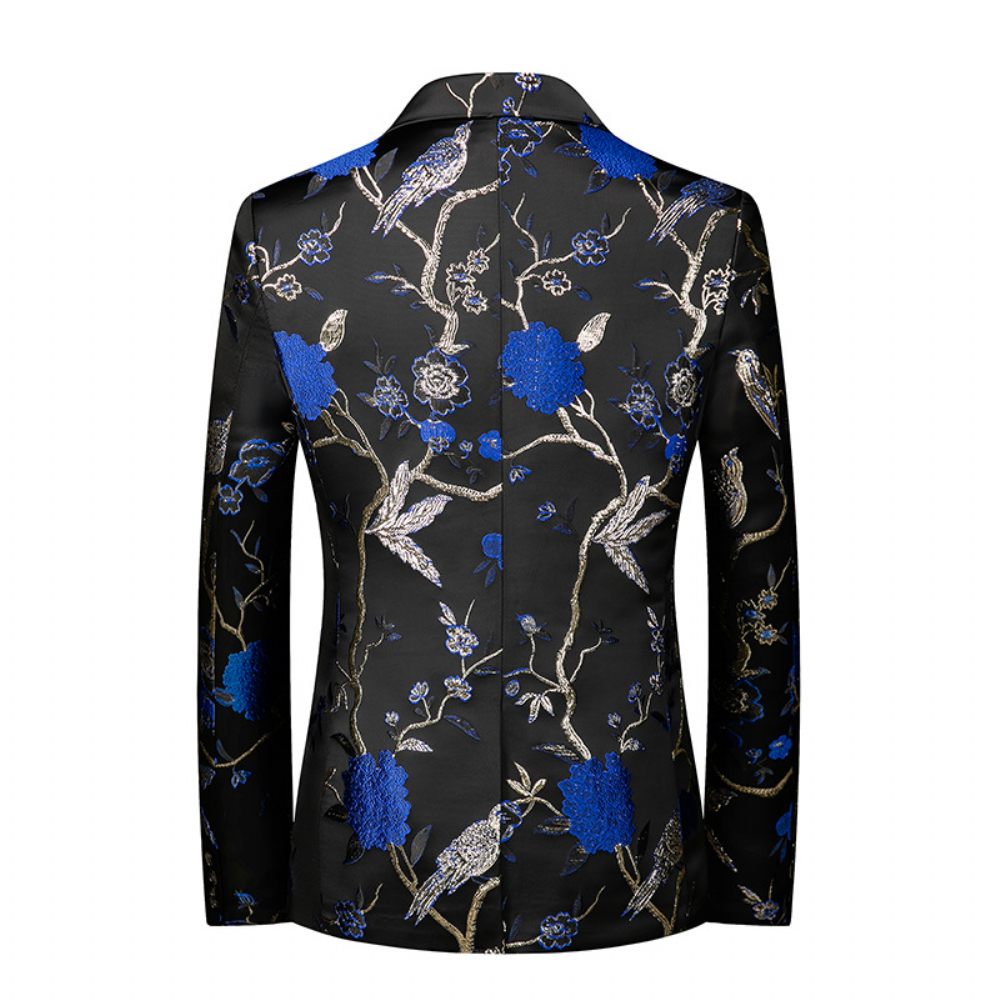 Blazer Sport Manteau Homme Motif Floral Un Bouton Business Moderne Grande Taille - Bleu