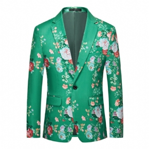 Blazer Sport Manteau Mince Pour Homme Motif Floral 3d Rose Un Bouton Col Plat Poches À Rabat