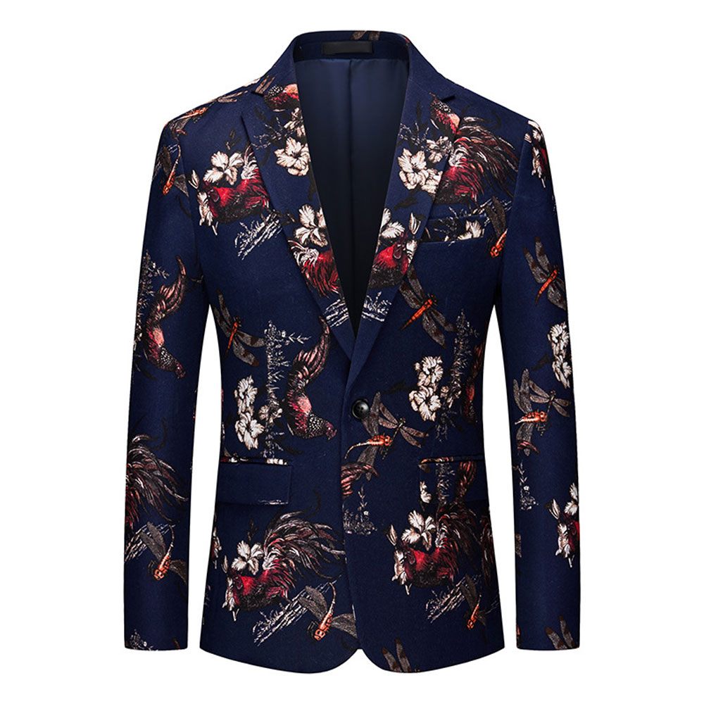 Blazer Sport Manteau Slim Pour Homme Motif Floral Botanique Un Bouton