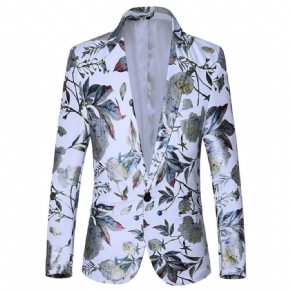 Blazer Sport Manteau Slim Plante Fleur Motif Un Boutons Pour Homme