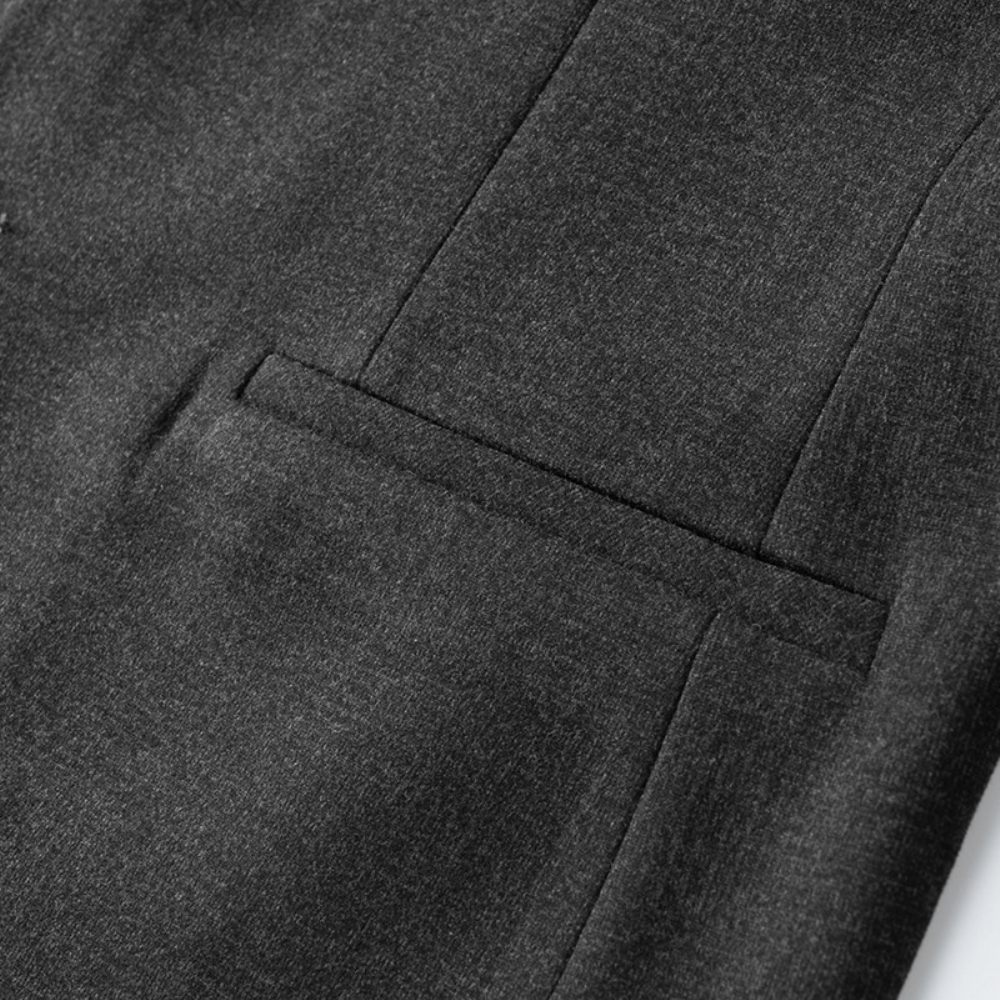 Blazer Surdimensionné Pour Hommes Manteau Sport Ample À Deux Boutons Col Plat Poche Intégrée - Noir