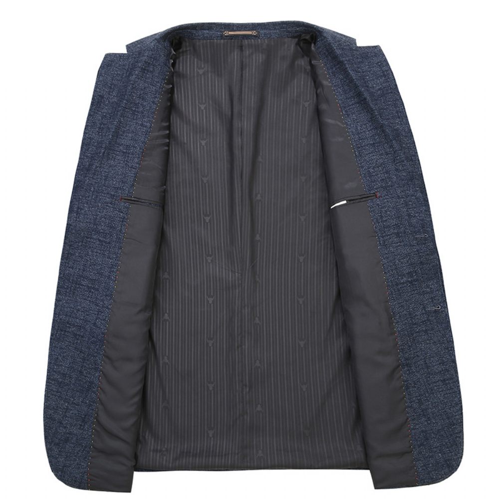 Blazer Surdimensionné Pour Hommes Manteau Sport Ample À Deux Boutons Col Plat Poche Intégrée - Bleu