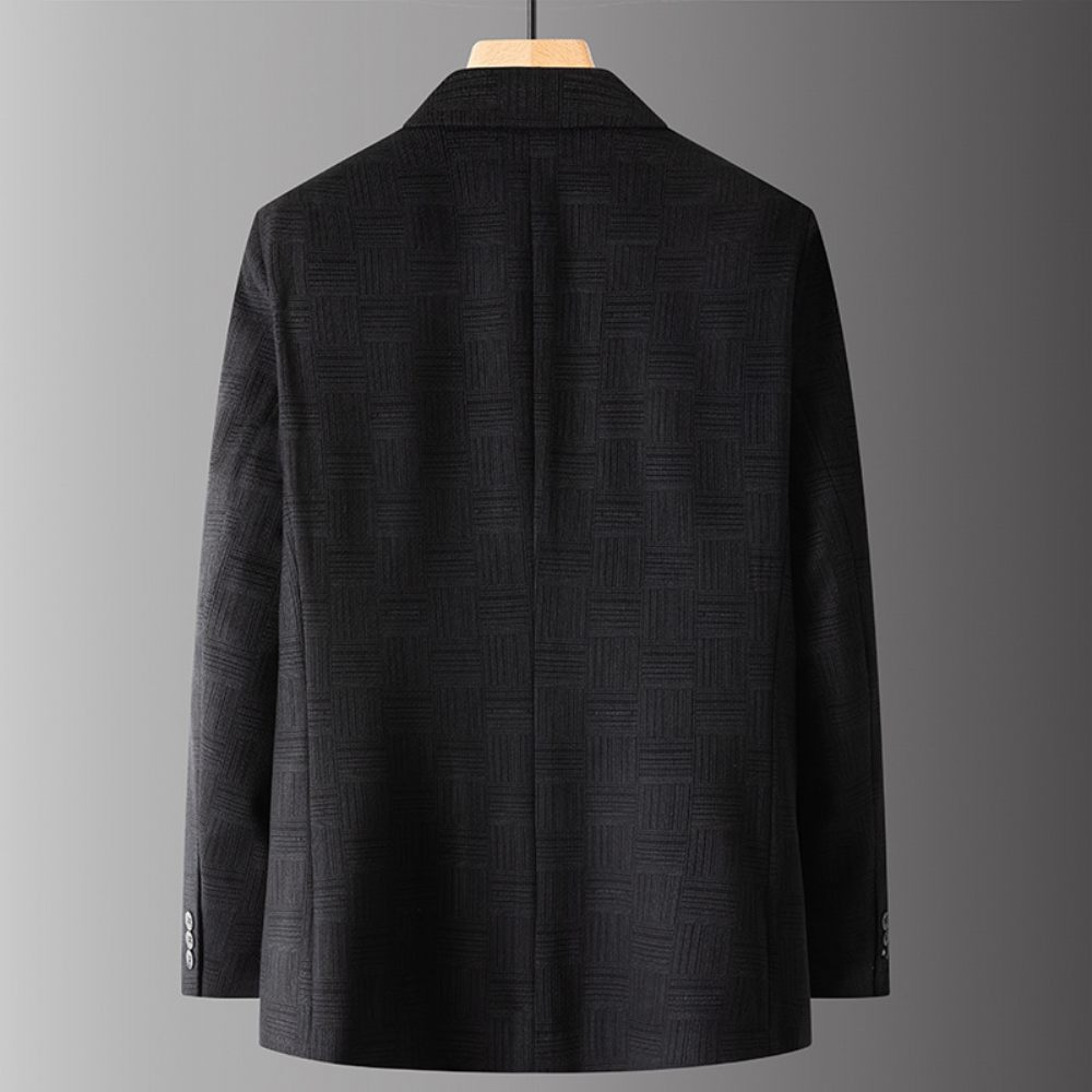 Blazer Surdimensionné Pour Hommes Manteau Sport Ample À Deux Boutons Col Plat Poche Intégrée - Noir