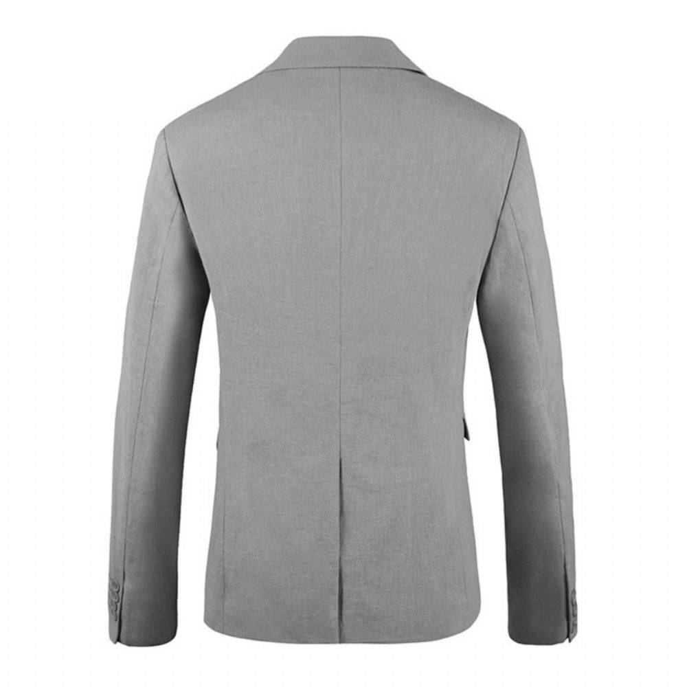 Blazer Surdimensionné Pour Hommes Manteau Sport Simple Boutonnage Deux Boutons Couleur Unie Rabat Poche Montée Col Plat - Gris