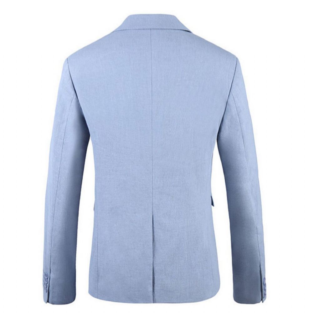 Blazer Surdimensionné Pour Hommes Manteau Sport Simple Boutonnage Deux Boutons Couleur Unie Rabat Poche Montée Col Plat - Bleu