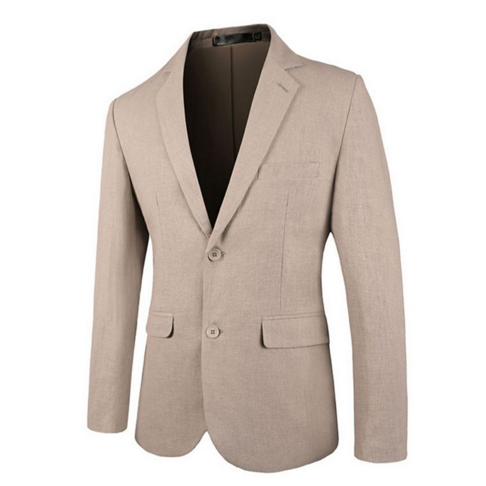 Blazer Surdimensionné Pour Hommes Manteau Sport Simple Boutonnage Deux Boutons Couleur Unie Rabat Poche Montée Col Plat - Kaki