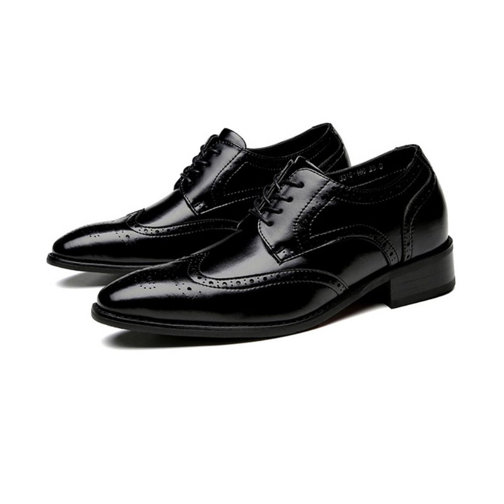 Chaussures Brogue Formelles Pour Hommes Cuir Vache À Bout Ciselé - Noir